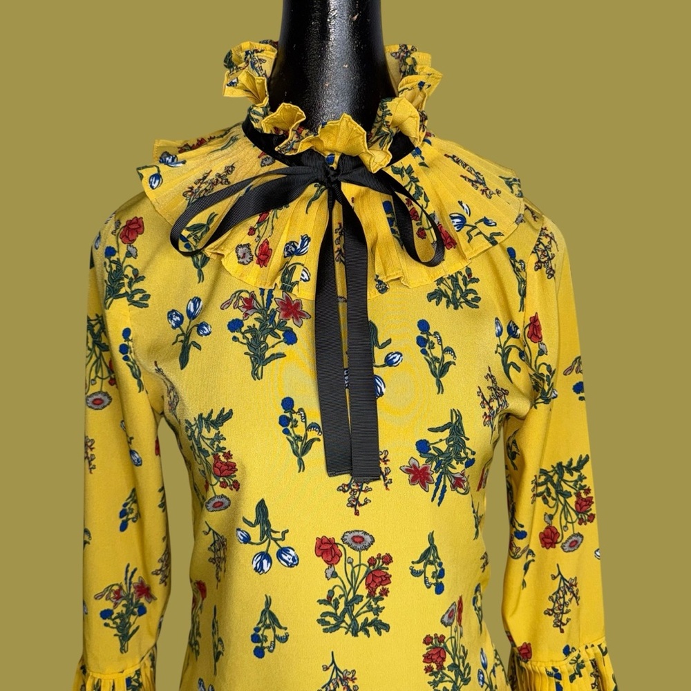 Acme Floral Yellow Ruffle Blouse - Picture 10 of 16